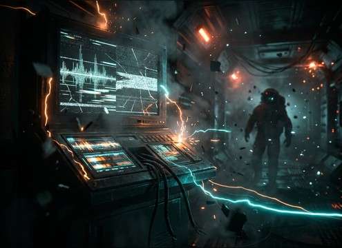 Sci-fi communication failure with wide stereo interference