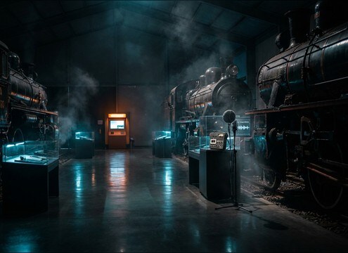 Loopable steam train chuff ambience for a museum exhibit audio display