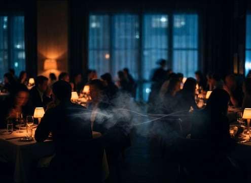 Sound designer syncing a belly growl in a restaurant scene