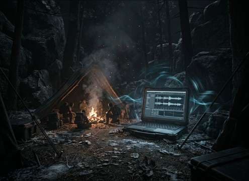 Game audio timeline with a loopable hunger rumble layer