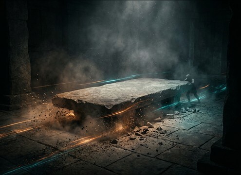 Stone slab being pushed across floor sound effect