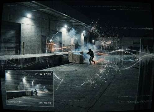 Security camera footage with muffled suppressed gunshot audio