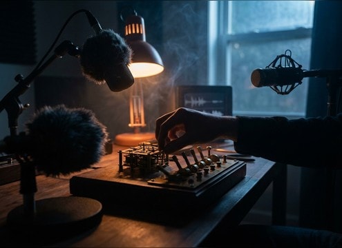Close microphone recording style for subtle switch clicks