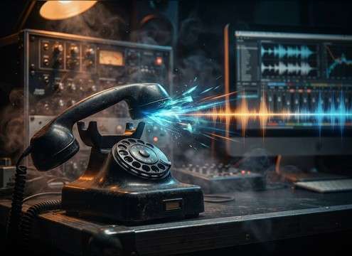 Telephone dial tone sound effect for a transition beat