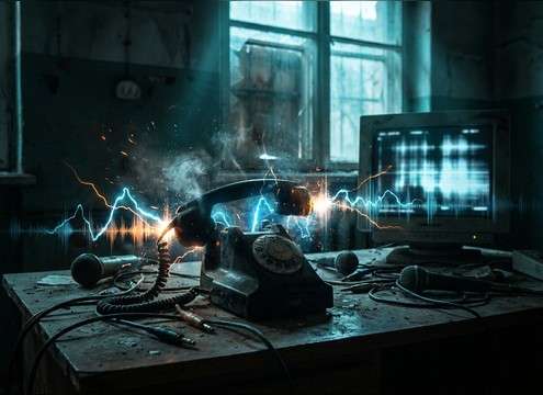 Telephone ring sound effect used in a tense horror phone scene