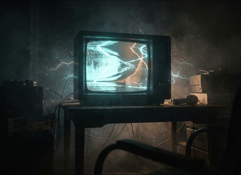 Retro CRT television hum and static for a vintage scene