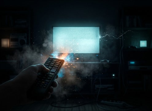 Remote click sound effect used as a comedy punchline