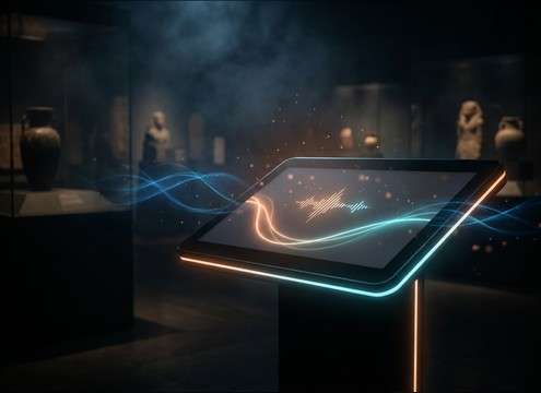 Thank-you sound cue for interactive exhibit kiosk