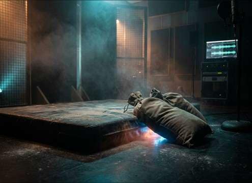Editor syncing a body fall thud to a character landing on the floor