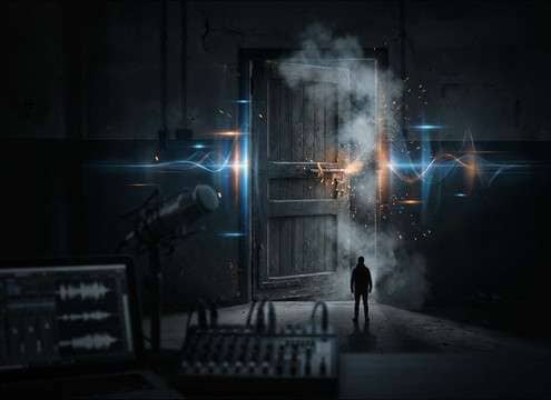 Interior door closing with a soft thud in a hallway scene