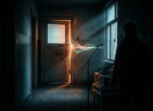 Door bump thump sound effect for a closed interior door