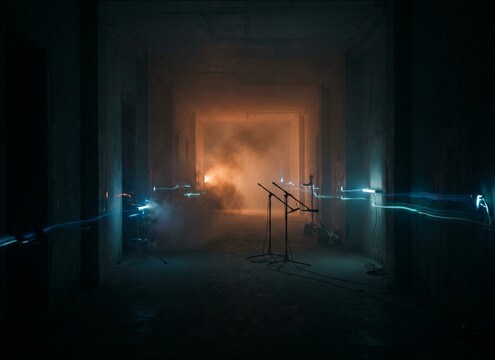 Distant thump sound effect for off-screen action in a room