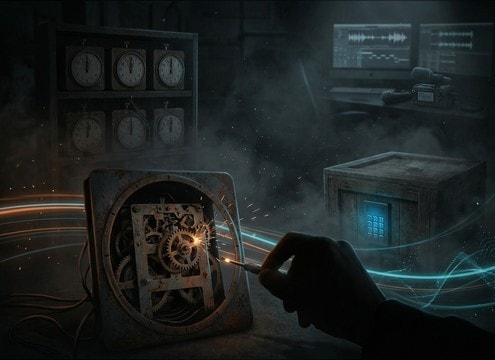 Mechanical ticking used in an escape room puzzle moment