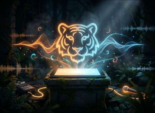 Stadium screen intro using a cinematic tiger roar