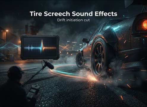 Tire screech synced to a drift initiation edit