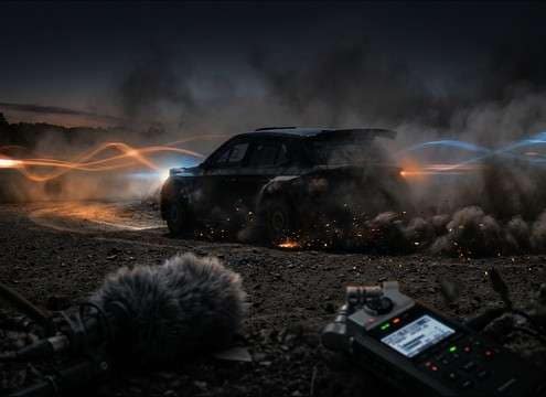 Dirt or gravel tire skid sound for a rally corner
