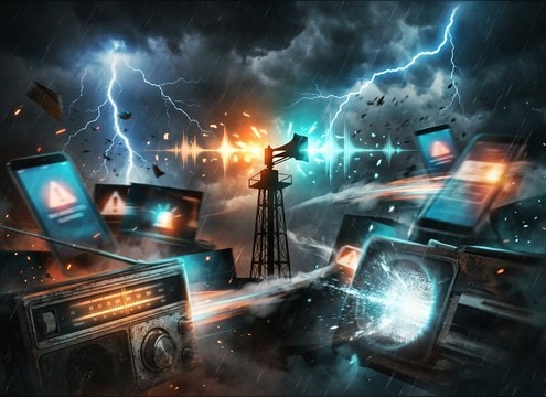 Short tornado siren hits for an emergency alert montage edit