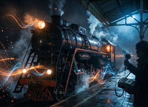 Steam locomotive whistle sound effect for period drama
