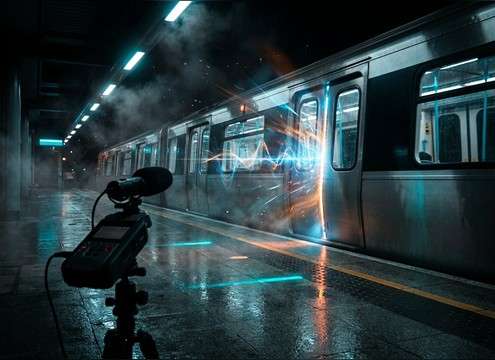 Modern commuter train door warning chime audio