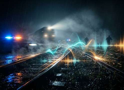 Approaching train rumble build for thriller scene