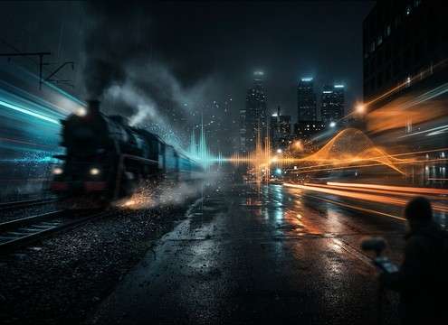 Doppler train whistle passing left to right