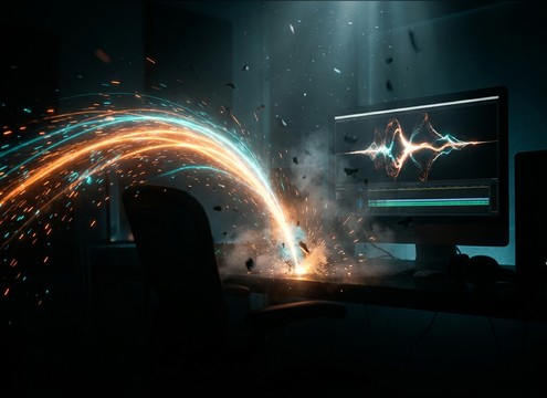 Whoosh transition aligned to a hard cut on a video timeline