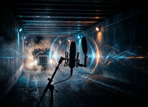 Truck horn echo inside a tunnel environment