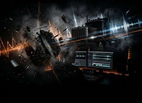 Cinematic trailer accent using a heavy truck horn