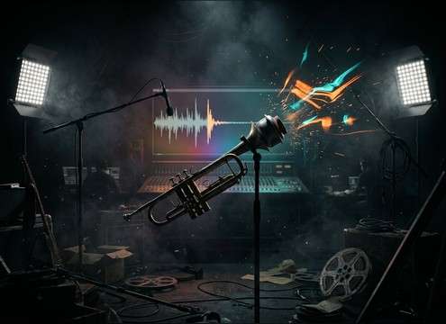Muted trumpet comedic sound effect for reaction beat