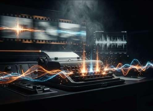Rhythmic typewriter typing for opening title sequence
