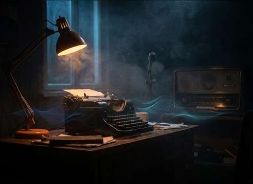 Distant typewriter ambience for audio drama letter writing