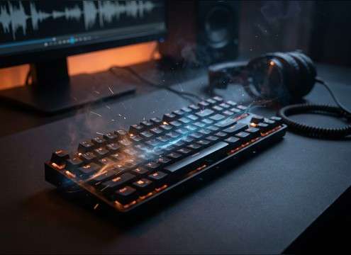 ASMR-style keyboard typing sounds with crisp clicks