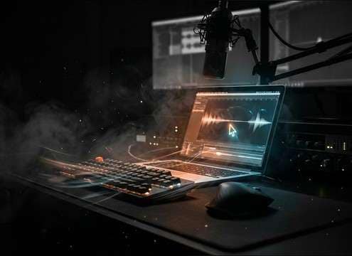 Typing sound effect for tutorial screen recording audio bed