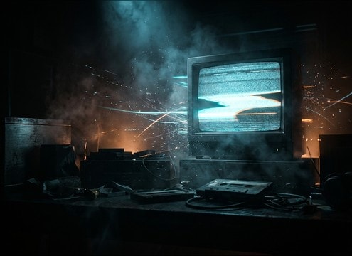 Harsh VHS glitch stinger used in analog horror