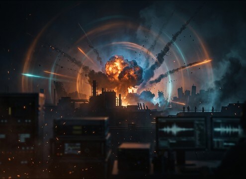 Disaster scene explosion sounds