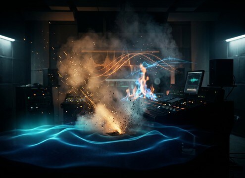 Layered explosion sound design