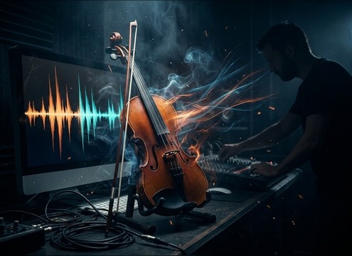 Violin staccato stinger sound effect for suspense edit