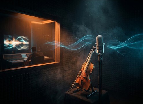 Expressive violin sustain sound effect for audio drama scene