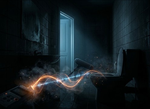 Vomit SFX for a tiled bathroom scene with distant reflections