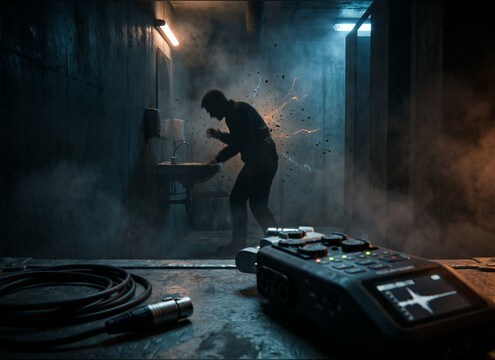 Horror scene vomit sound with close transient and short decay