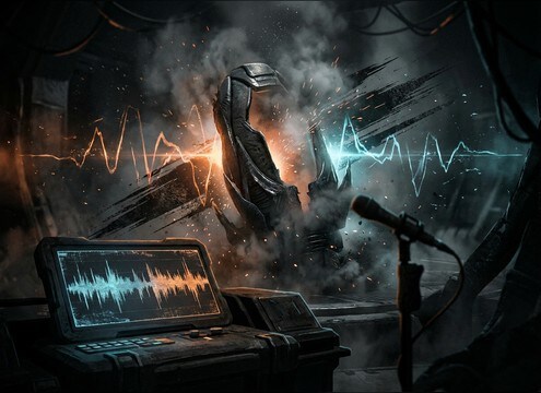 Creature infection vomit sound with rough texture and sharp transient