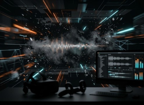 Muffled vomiting cue for VR motion sickness event