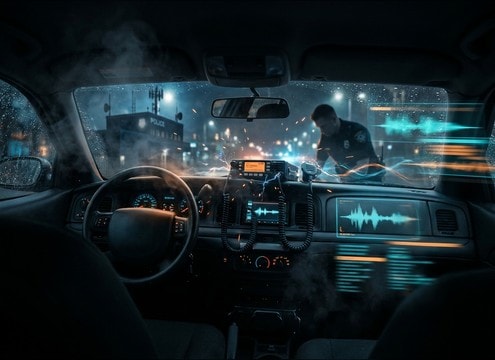 Police dispatch radio sound design with walkie-talkie beeps