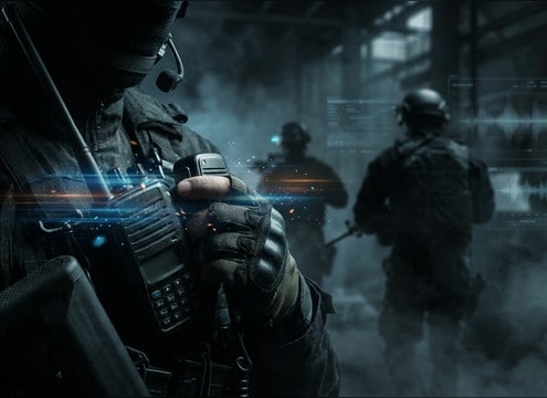 Tactical comms radio chatter for team movement scene