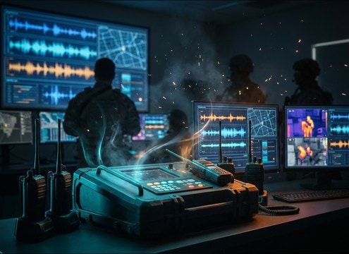 Training simulation audio with radio callouts and acknowledgment beeps