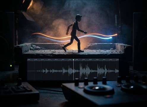 Animated character walk cycle synced with footsteps