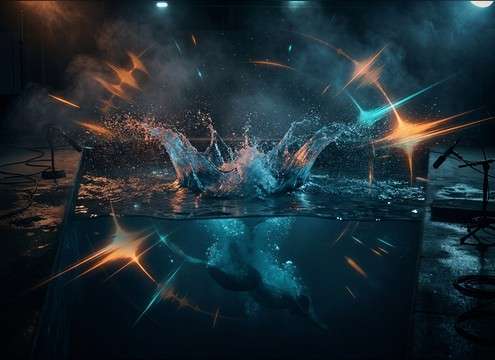 Editor placing a pool dive splash sound on a timeline