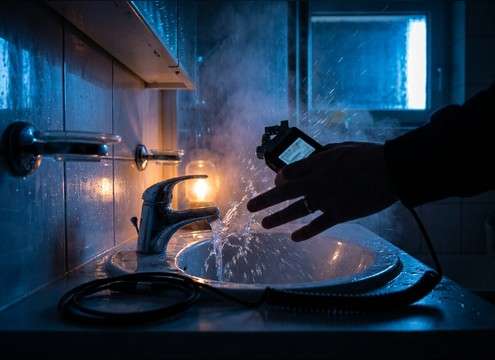Bathroom scene sound design using sink and tub splash foley