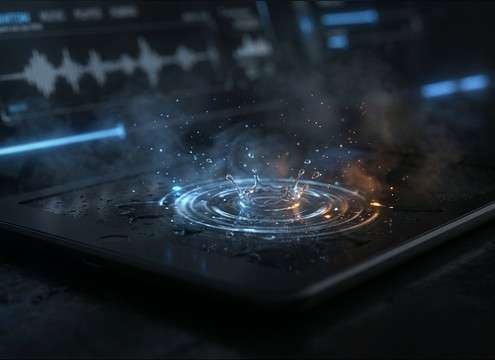 Mobile game UI using short water splash interaction sounds
