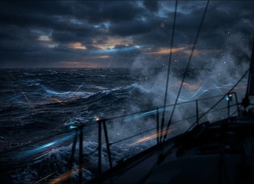 Boat point of view with matching wave and water movement